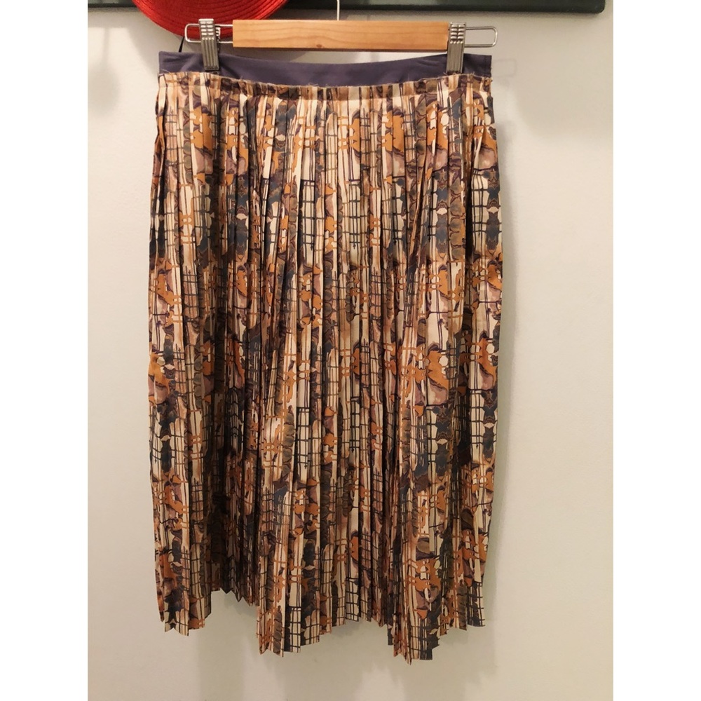Suno multicolor abstract print midi pleated skirt